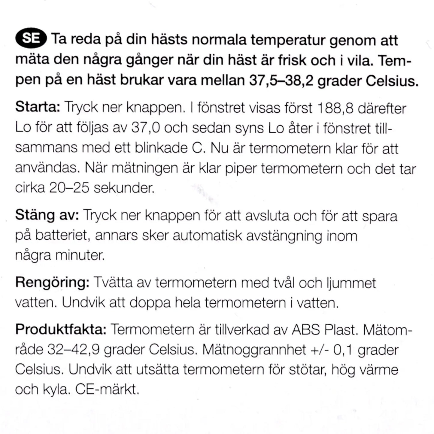 SAFEHORSE Safehorse Hästtermometer
