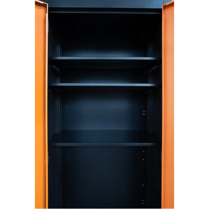 Modulärt garageförvaringssystem med arbetsbänk, skåp och verktygstavla – 259 cm brett